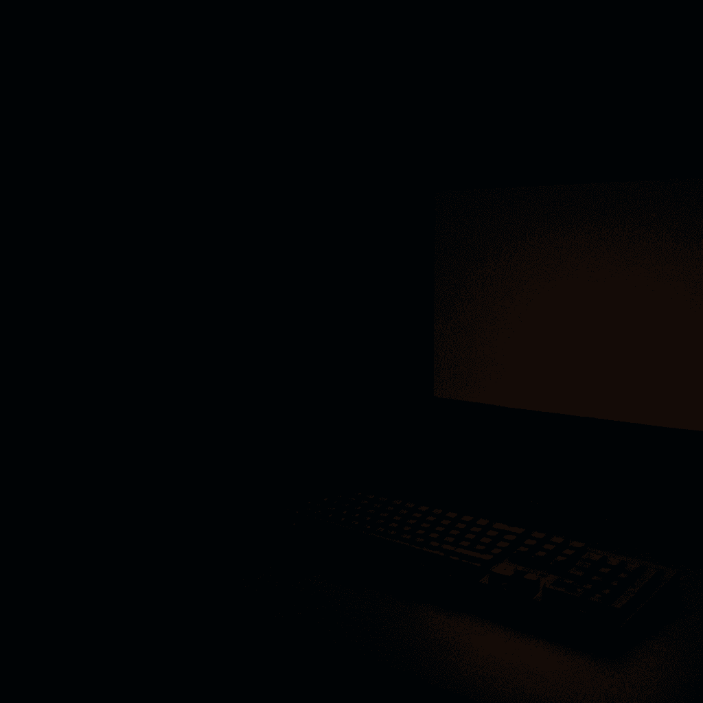 Dark professional workspace at night