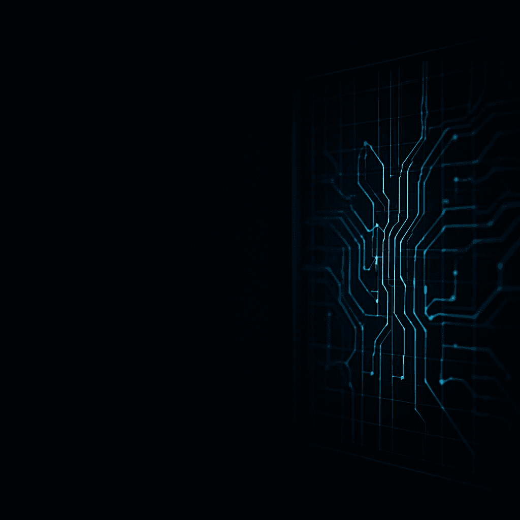Dark telemetry monitor with circuit traces — agentic engineering visual
