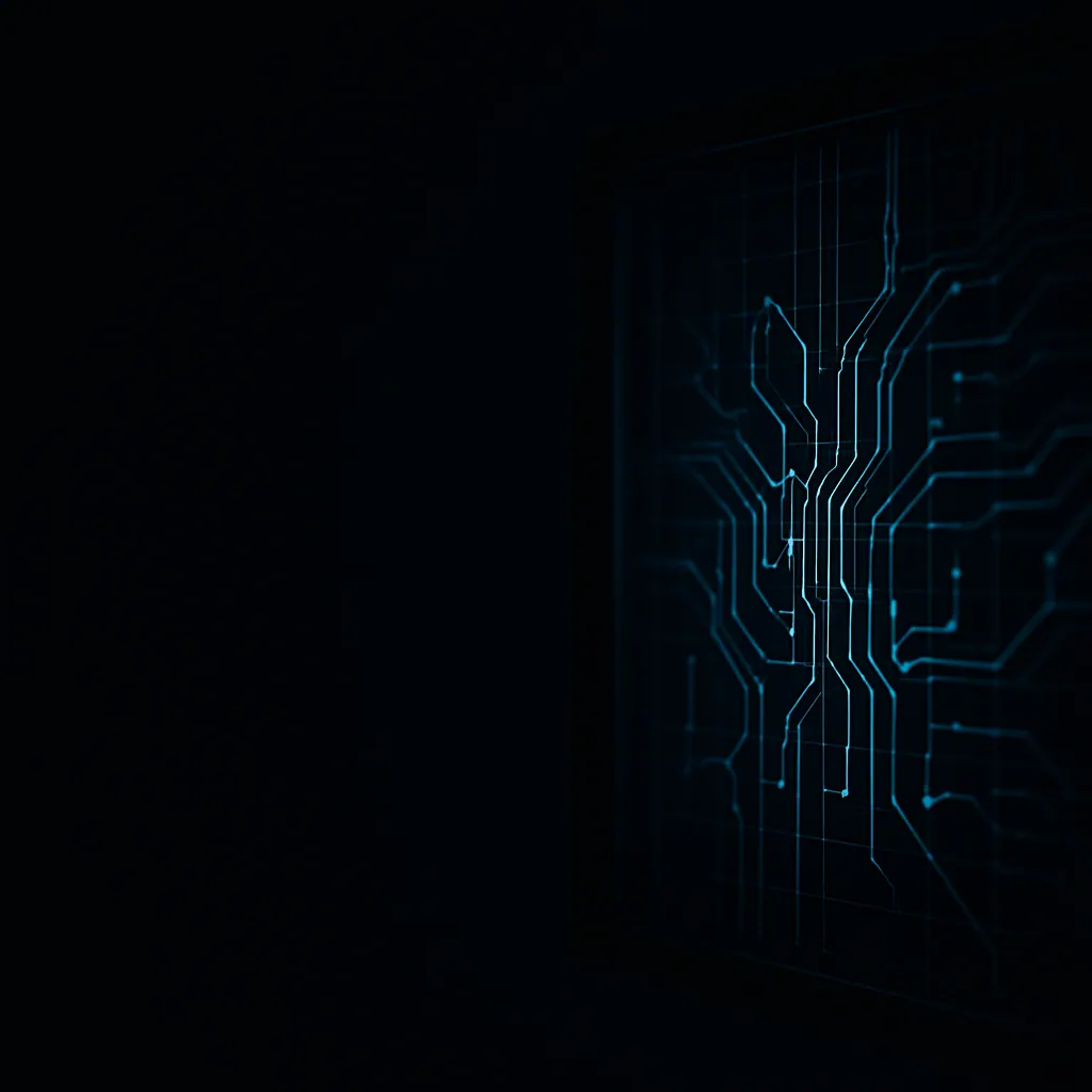 Dark telemetry monitor with circuit traces — agentic engineering visual