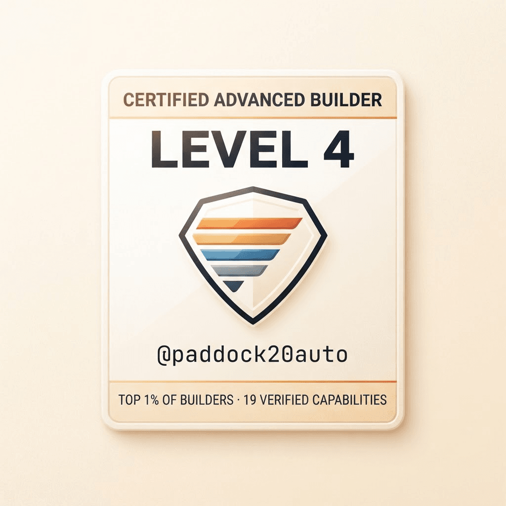Replit Certification — Gavin Brooks, Level 4 Advanced Builder, top 1% of builders on the platform