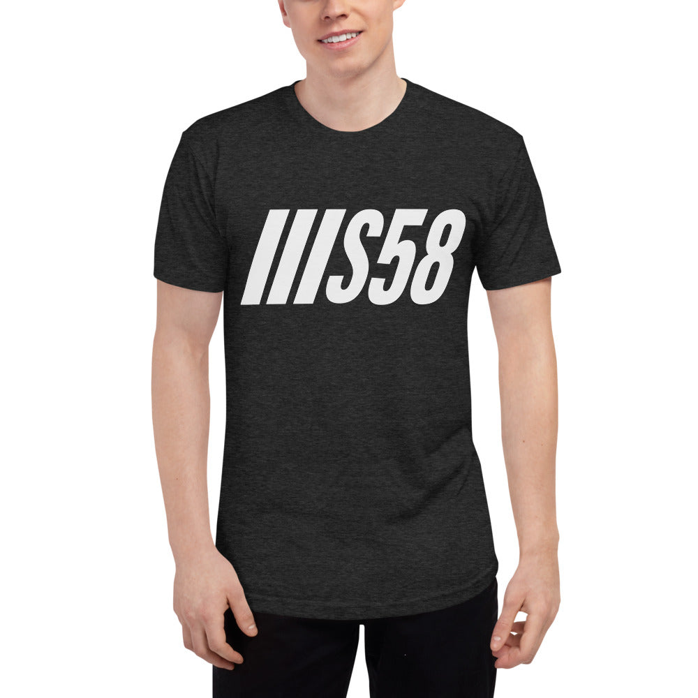 S58 - White Unisex Tri-Blend Track Shirt