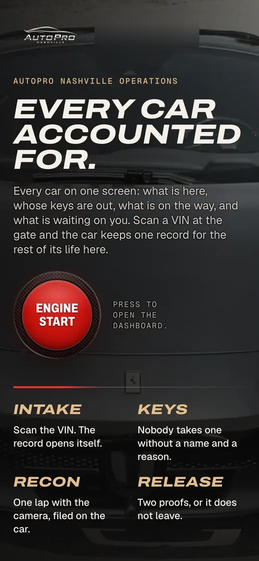 AutoPro's operations screen on a phone