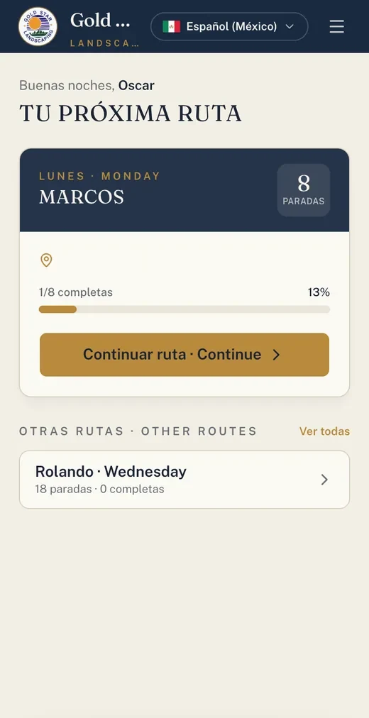 The crew app's route screen
