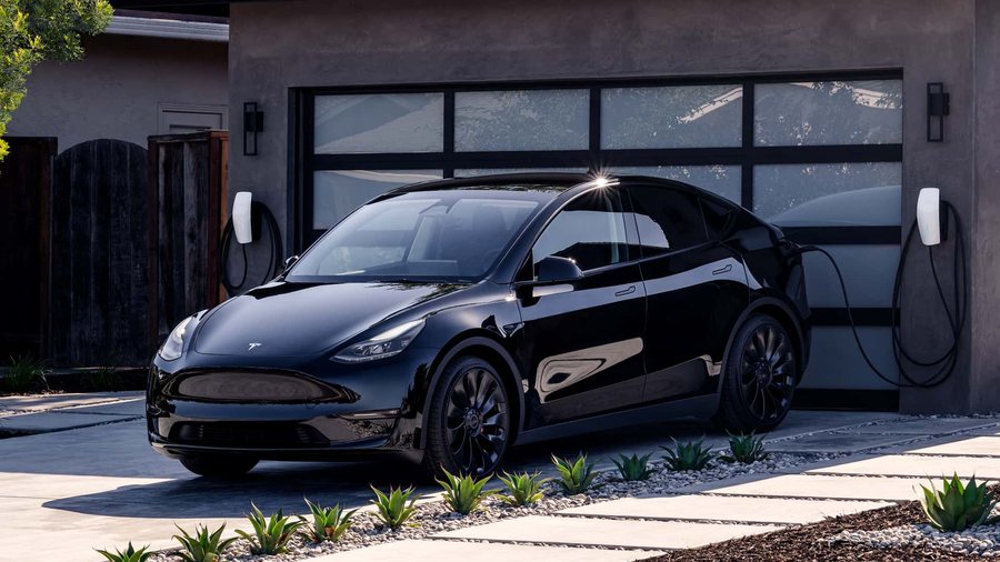 Illustration of a Model Y charging, not a photo of this car