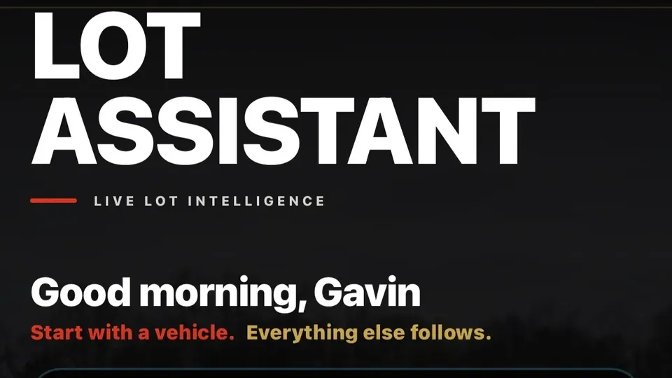 Lot Assistant on a phone: its start screen, Live Lot Intelligence