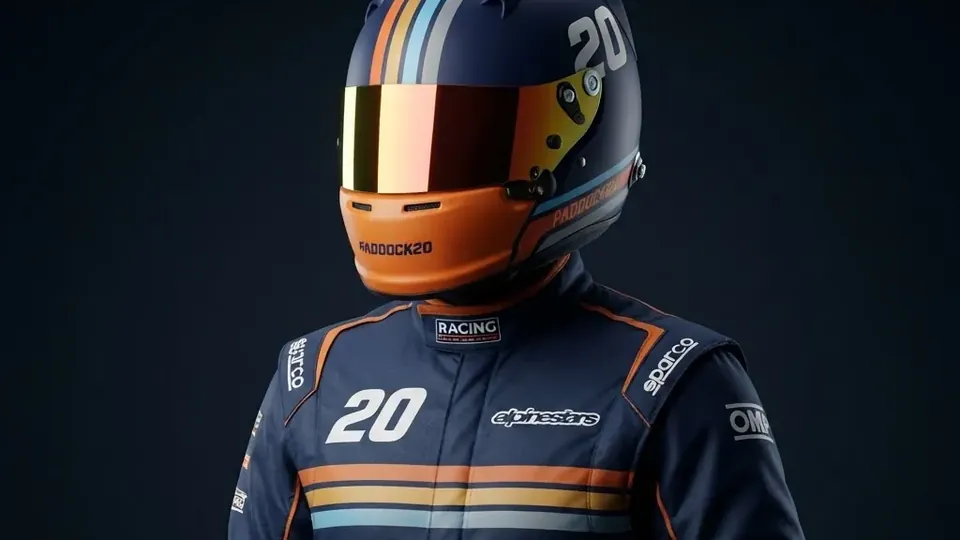 RAIL, Paddock20's copy engine, as a driver in a Paddock20 race suit
