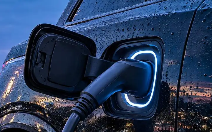 The Model Y's charge port and cable
